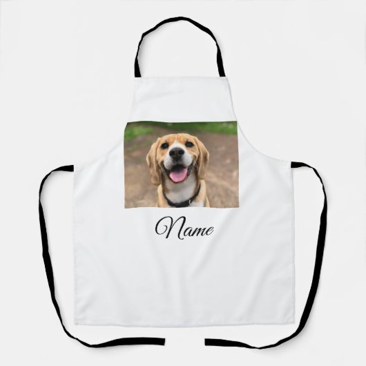 Hond kat foto voeg huisdier naam cu aangepaste gep schort (Voorkant)