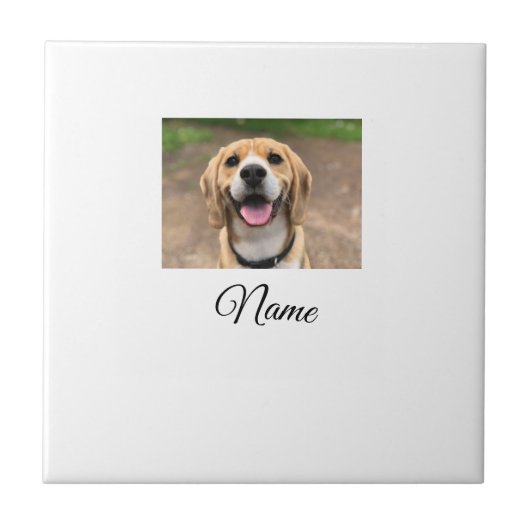 Hond kat foto voeg huisdier naam cu aangepaste gep tegeltje (Voorkant)