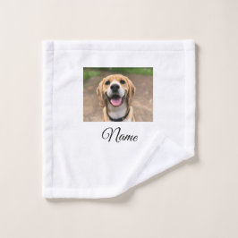 Hond kat foto voeg huisdier naam cu aangepaste gep washandje