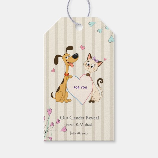 Hond & Kat Geslacht Reveal Cadeaulabel (Voorkant)