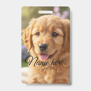 Hond kat huisdier naam foto sjabloon eenvoudig min badge