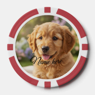 Hond kat huisdier naam foto sjabloon eenvoudig min poker chips