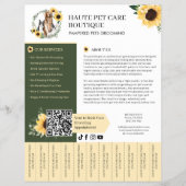 Hond Kat Huisdier Verzorging Zonnebloem Afscheur T Flyer (Voorkant)
