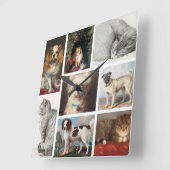 Hond Kat Huisdieren 8 Foto Portret Collage Keepsak Vierkante Klok (Hoek)