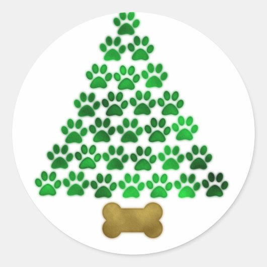 Hond/kat kerstboom ronde sticker (Voorkant)