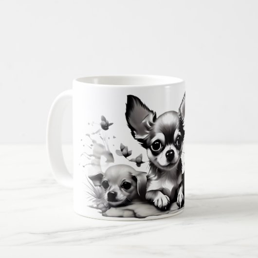 Hond & Kat Koffie Mok Design. (Voorkant links)