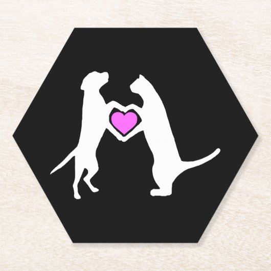 Hond Kat Liefde Kartonnen Onderzetters (Voorkant)