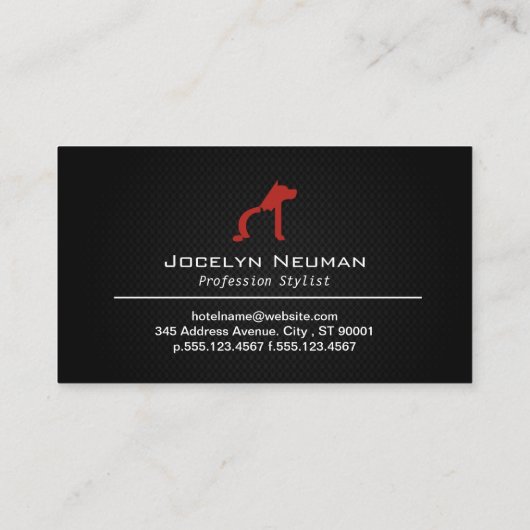 Hond Kat Logo | Trimmer | Zwarte Mesh Achtergrond Visitekaartje (Achterkant)