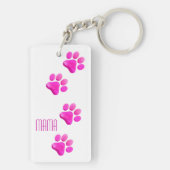 Hond Kat Mama Roze Poot Prints Pet Lover Plezier Sleutelhanger (achterkant)