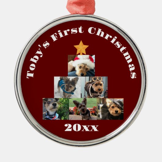 Hond, Kat of Huisdier Foto Collage Kerstboom Metalen Ornament (Voorkant)