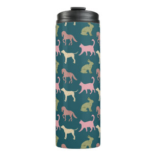 Hond Kat Paard Dier Silhouetten Patroon Thermosbeker