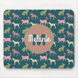 Hond Kat Paard Dieren Silhouetten Patroon Muismat