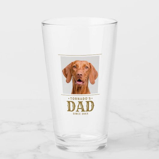 Hond Kat Papa Gift Custom Pet Foto & Naam Glas (Voorkant)