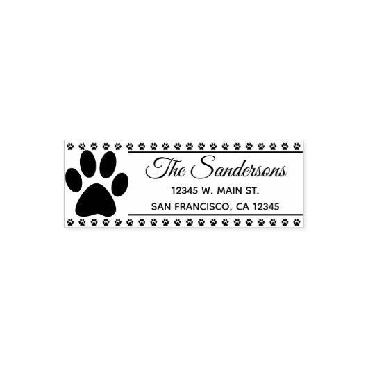Hond Kat Pawprint Retouradres Familienaam Zelfinktende Stempel (Design)