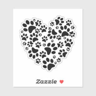 Hond Kat Pootafdrukken Hart Valentijnsdag Liefde Sticker