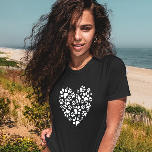 Hond Kat Pootafdrukken Hart Valentijnsdag Liefde T-shirt