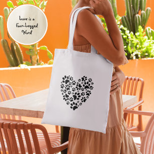 Hond Kat Pootafdrukken Hart Valentijnsdag Liefde Tote Bag