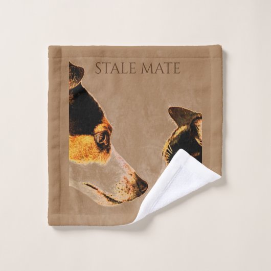 Hond/kat "stale mate" washandje. washandje (Wasdoekje)