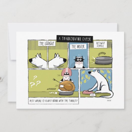 Hond Kat Thanksgiving Avontuur Feestdagenkaart (Voorkant)