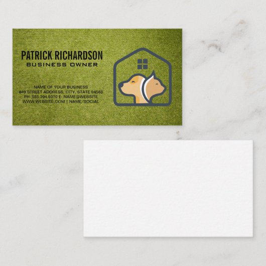 Hond Kat Thuis Logo | grasmat Visitekaartje (Voorkant / Achterkant)