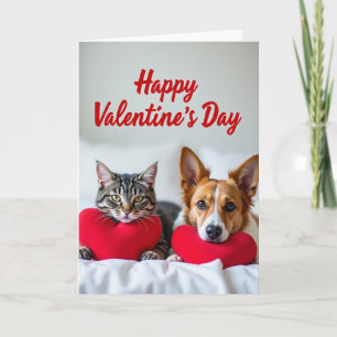 Hond Kat Valentijnshartjes Kaart