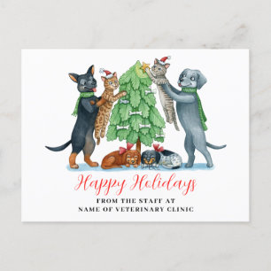 Hond Kat Veterinaire Kliniek Kerstmis Feestdagenkaart