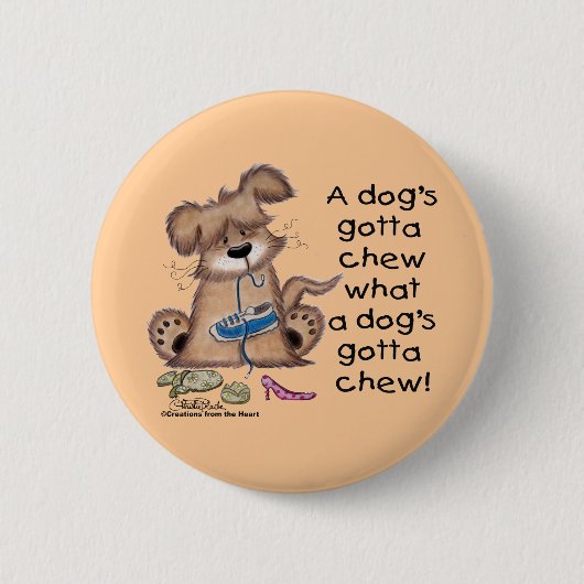 Hond kauwt schoenen ronde button 5,7 cm (Voorkant)