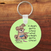 Hond kauwt schoenen sleutelhanger (Voorkant)