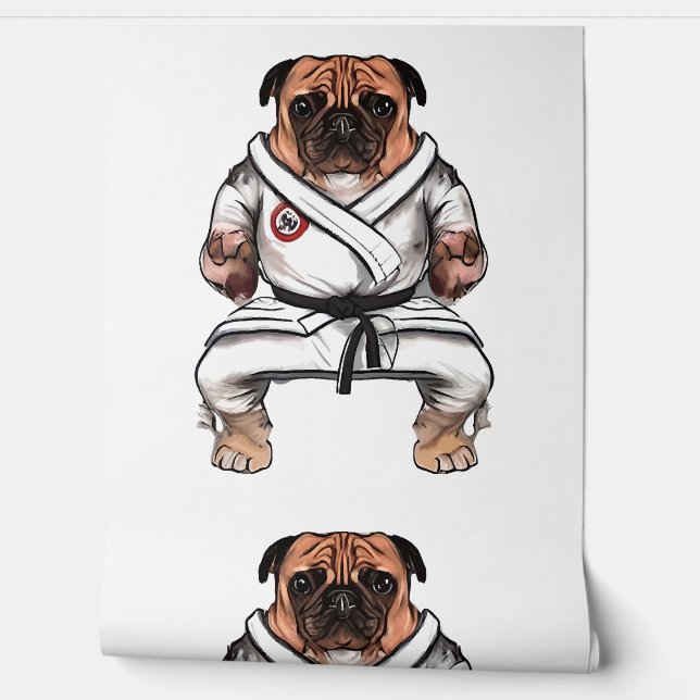 Hond kent Karate Behang (Afrollen)