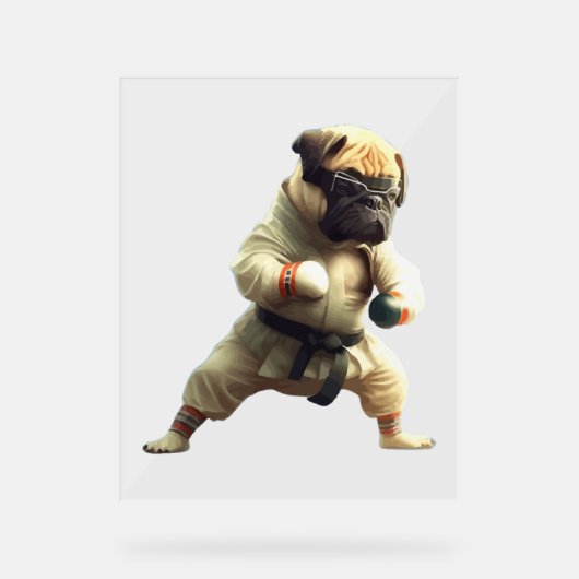 Hond kent karate getransformeerd acryl bord (Voorkant)