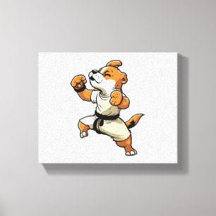 Hond kent karate getransformeerd canvas afdruk