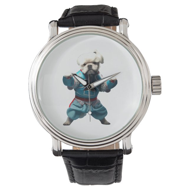 Hond kent karate getransformeerd horloge (Voorkant)