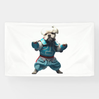 Hond kent karate getransformeerd spandoek