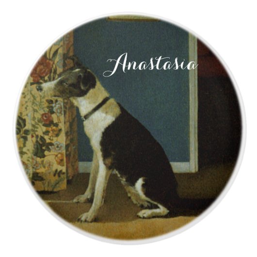Hond  keramische knop (Voorkant)