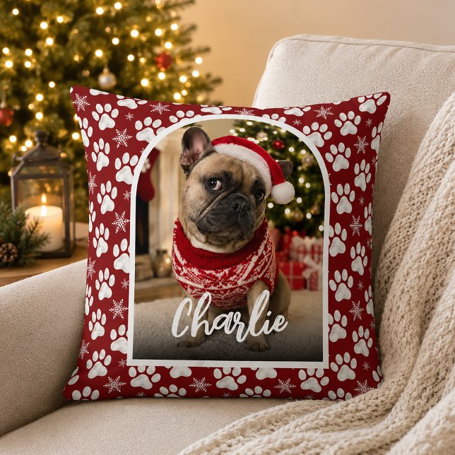 Hond Kerst Foto Cadeau  Kussen (Creator heeft geüpload)