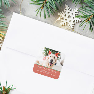 Hond Kerst Foto Fijne Pawlidays Adres Vierkante Sticker