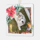 Hond Kerst Foto Keramisch Ornament (Links)