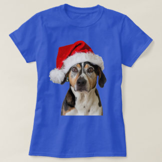 Hond Kerst Grappige Kerstmis Dragen Santa Hat T-Sh T-shirt