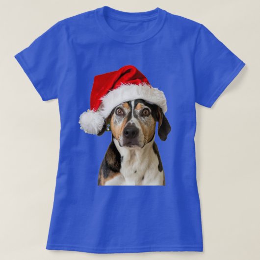 Hond Kerst Grappige Kerstmis Dragen Santa Hat T-Sh T-shirt (Design voorkant)
