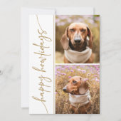 Hond Kerst Kaart Foto Vakantie Kaart Modern Gold (Voorkant)