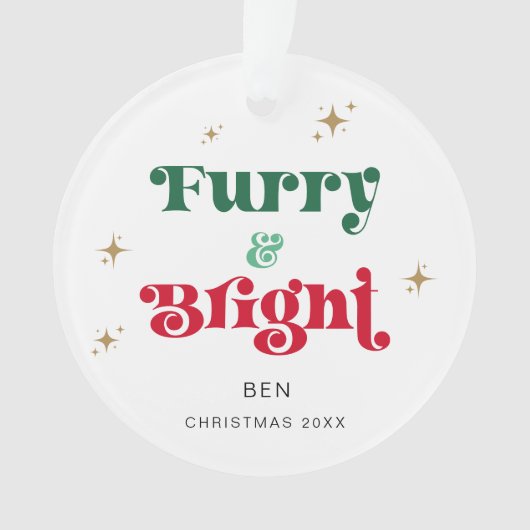 Hond Kerst Ornament Foto Huisdier Furry & Bright (voorkant)