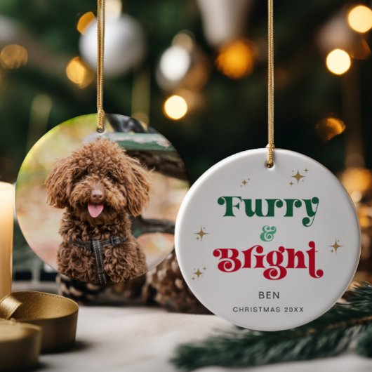 Hond Kerst Ornament Foto Huisdier Furry & Bright