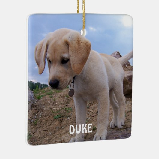 Hond Kerst Ornamente Foto Vierkant Keramisch Ornament (Rechts)