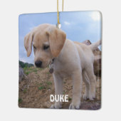 Hond Kerst Ornamente Foto Vierkant Keramisch Ornament (Links)