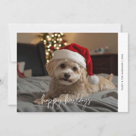 Hond Kerst Overlay Foto Happy Howholidays Pet Feestdagenkaart (Voorkant)