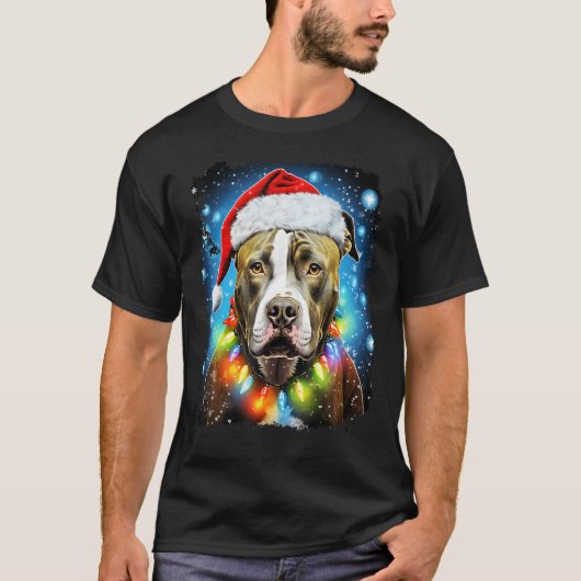 Hond Kerst Pitbull T-shirt (Voorkant)