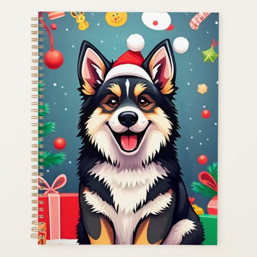 Hond Kerst Planner Kerstman Hoed Kerstcadeau (Voorkant)