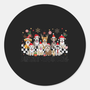 Hond Kerst Vrolijk Woofmas Hondenliefhebber Nieuwj Ronde Sticker