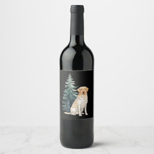 Hond Kerstboom Feest Hondenliefhebber Kerstmis Wijn Etiket