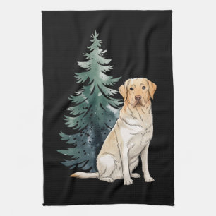 Hond Kerstboom Feestje Hond Liefhebber Kerstmis Theedoek
